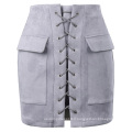 Kate Kasin Sexy Womens Stylish Slim Fit Haute taille Hips-Wrapped Grey Mini Skirt KK000604-3